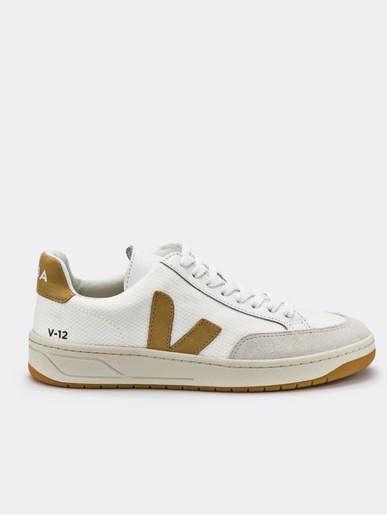 Veja Shoes - Veja V-12 B Mesh White Desert Mesh and Suede Sneakers